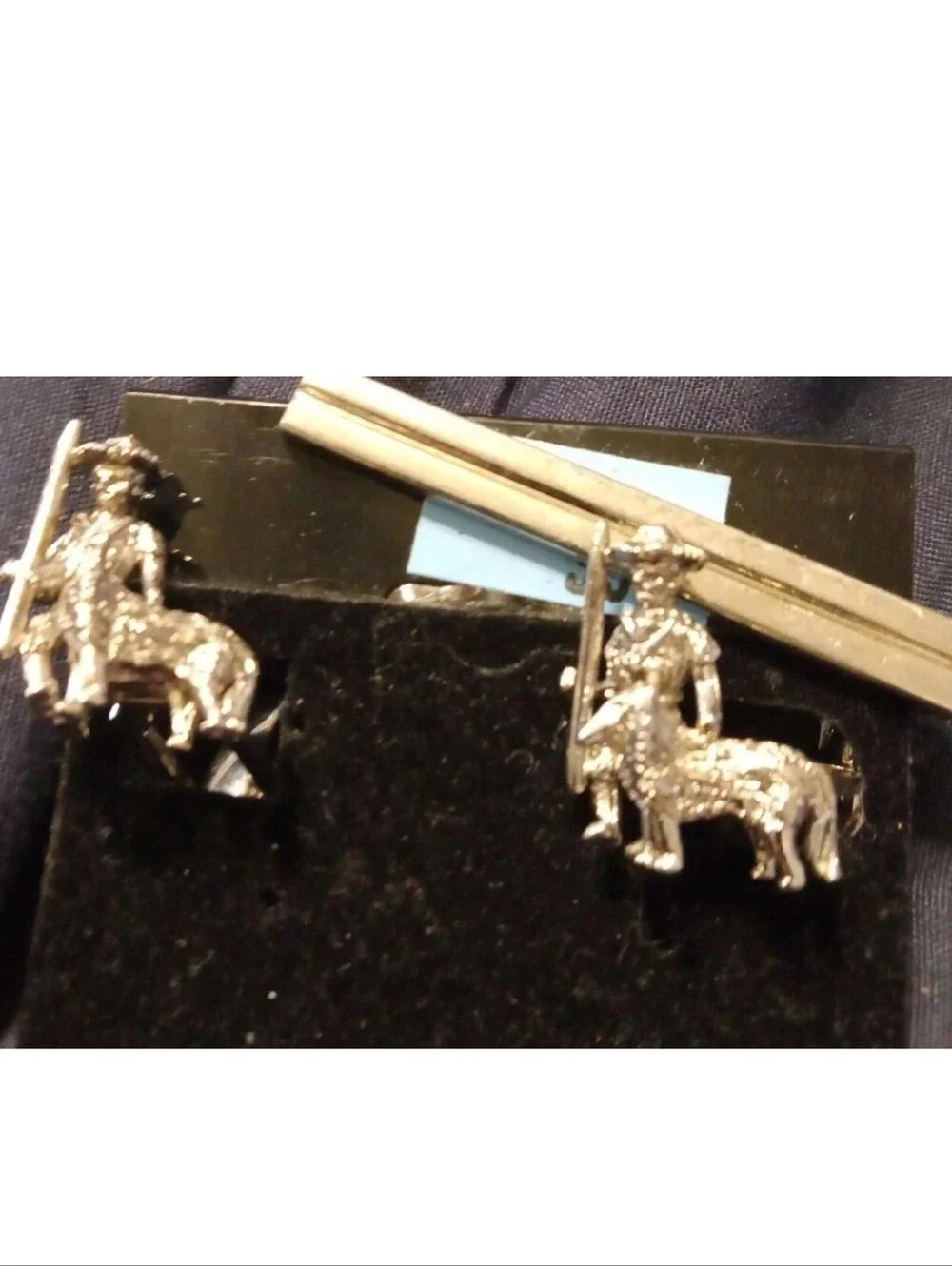 Rare Sarah Cove Sherpard Silver Centaur Cufflinks and Tie Clip Set Vintage 1960